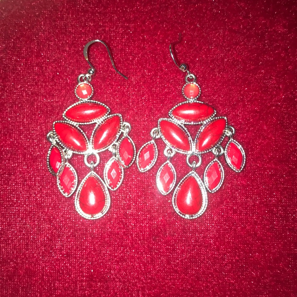 Red Dangly Earrings